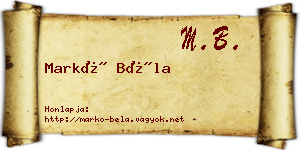 Markó Béla névjegykártya